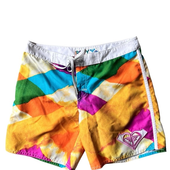 ROXY Tie Dye Surf Swim Board Shorts Jr Sz 1 Colorful Beach Summer Paddleboard - Picture 1 of 6